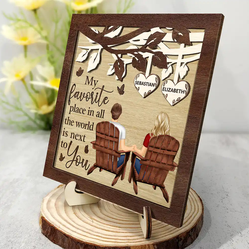 Together They Built A Life That They Loved - Personalized 2-Layered Wooden Plaque With Stand