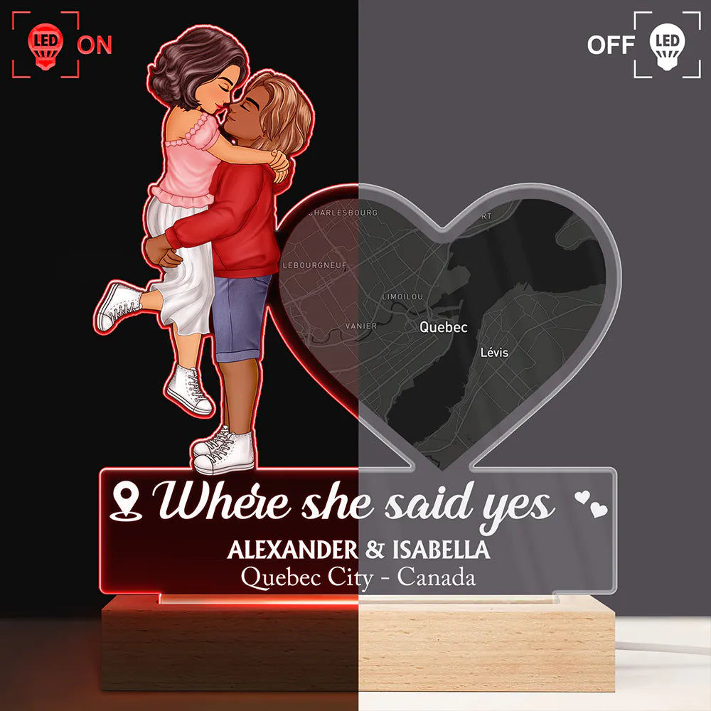 Location Map Where It All Began - Personalized 3D Led Light Wooden Base