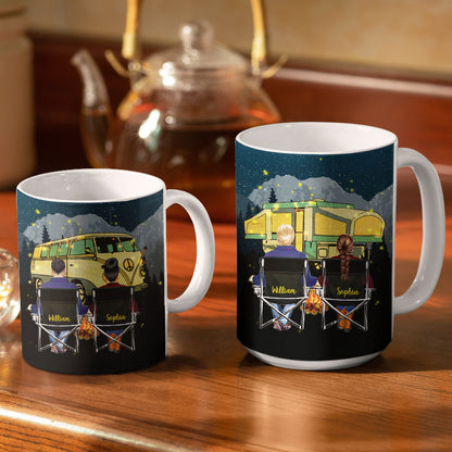 Turn Back The Clock Camping Couple - Personalized Custom White Edge-to-Edge Mug