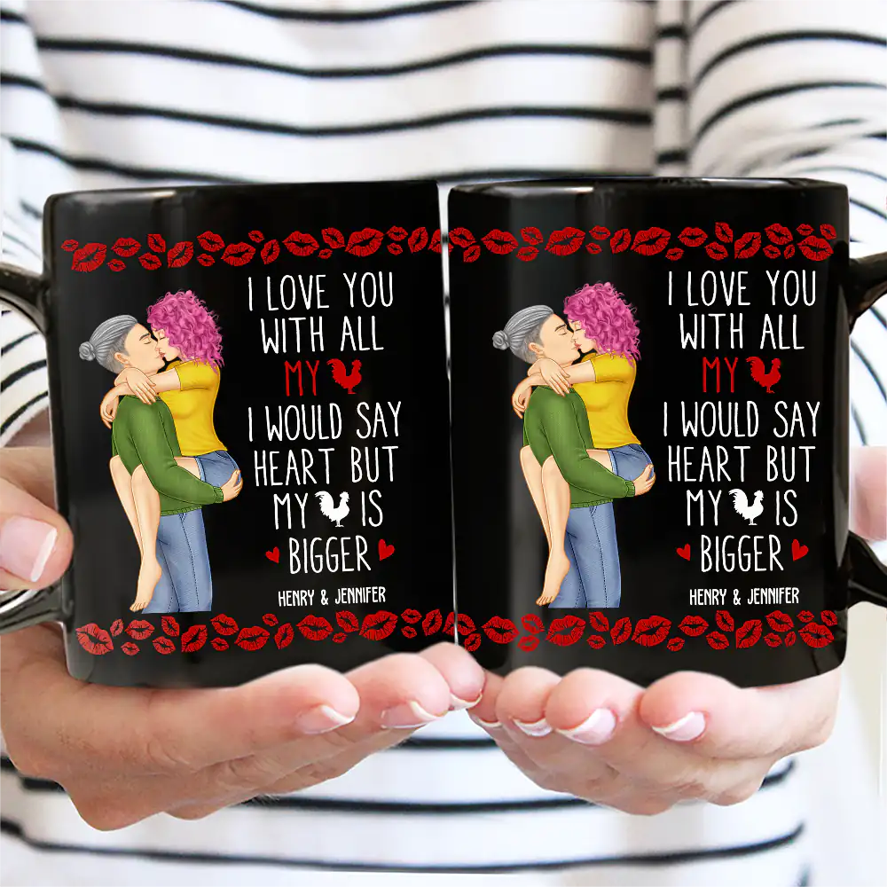 Kissing Couple Funny I Love You With All My Heart - Personalized Mug