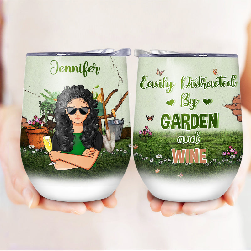 Just A Woman Who Loves Gardening - Personalized Custom Wine Tumbler
