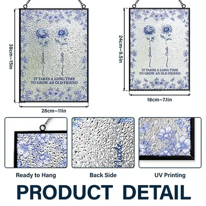 Toile De Jouy Butterfly Birth Flower Grow An Old Friend - Personalized Vertical Stained Glass Suncatcher