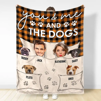 Custom Photo You & Me And The Dogs Cats Fur Babies - Personalized Fleece Blanket, Sherpa Blanket
