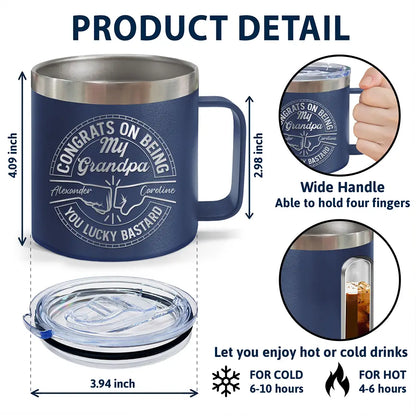 Congrats On Being My Brother You Lucky Man - Personalized 14oz Stainless Steel Tumbler With Handle