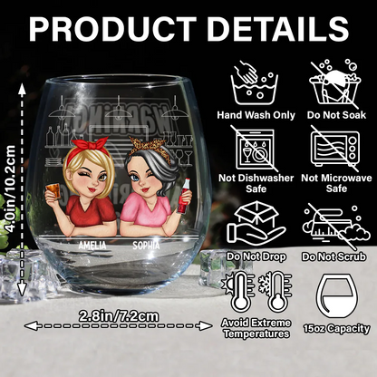 Warning The Girls Are Drinking Again - Personalized Stemless Wine Glass