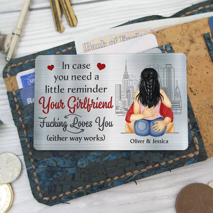 Couple In Case You Need A Little Reminder Your Wife Loves You - Personalized Aluminum Wallet Card