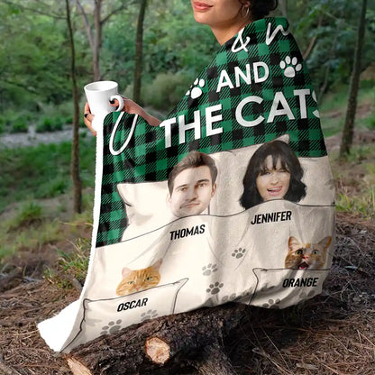 Custom Photo You & Me And The Dogs Cats Fur Babies - Personalized Fleece Blanket, Sherpa Blanket