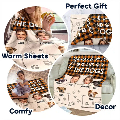 Custom Photo You & Me And The Dogs Cats Fur Babies - Personalized Fleece Blanket, Sherpa Blanket