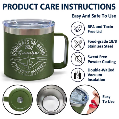 Congrats On Being My Brother You Lucky Man - Personalized 14oz Stainless Steel Tumbler With Handle