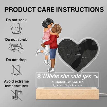 Location Map Where It All Began - Personalized 3D Led Light Wooden Base