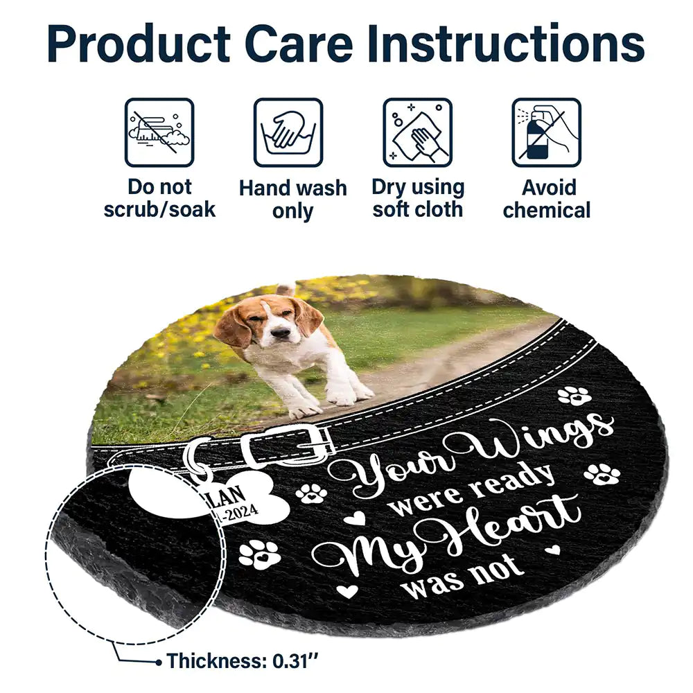 Custom Photo You Left Paw Prints On My Heart Forever - Personalized Circle Memorial Garden Stone