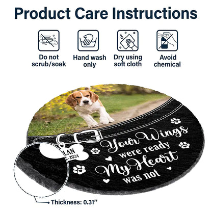 Custom Photo You Left Paw Prints On My Heart Forever - Personalized Circle Memorial Garden Stone