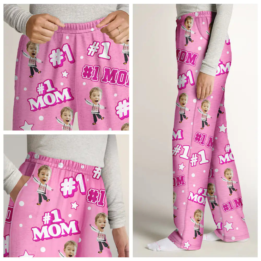 Custom Photo Funny Kids #1 Dad #1 Mom - Personalized Pajama Pants