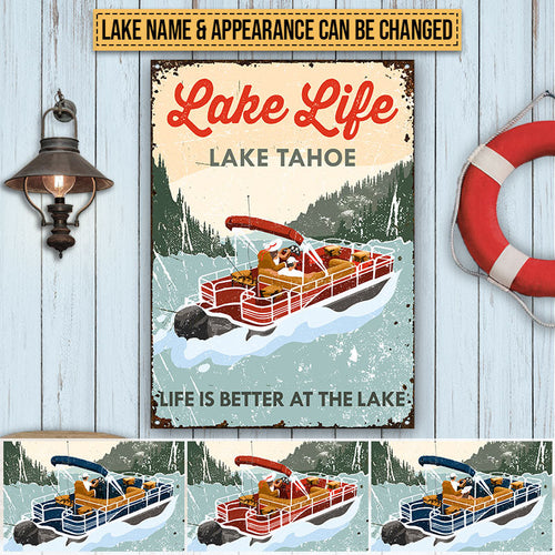 Pontoon Lake Life Life Is Better Custom Classic Metal Signs