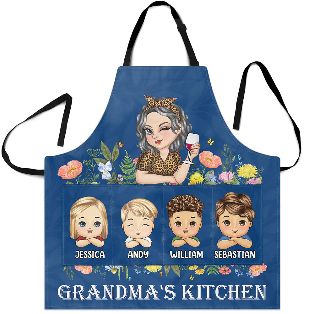 Grandma's Kitchen With Grandkids - Personalized Apron