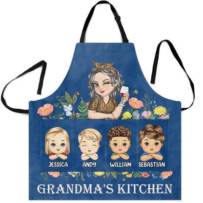 Grandma's Kitchen With Grandkids - Personalized Apron