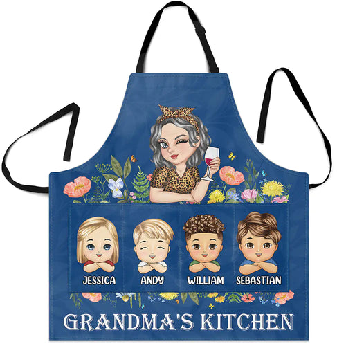 Grandma's Kitchen With Grandkids - Personalized Apron