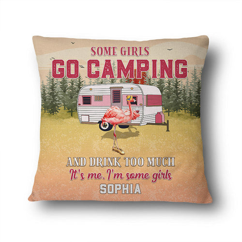 Camping Flamingo Go Camping And Drink - Personalized Custom Pillow