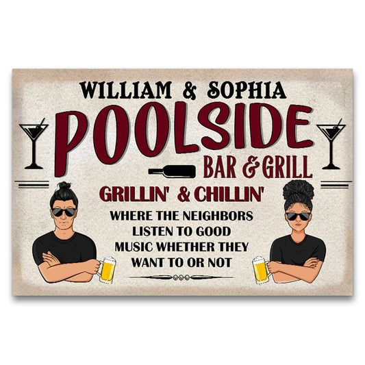 Pool Bar And Grill - Swimming Pool Decor - Personalized Custom Doormat