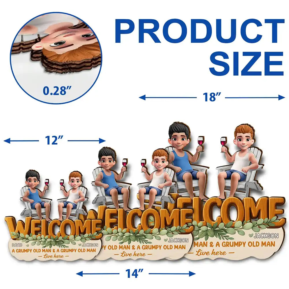 A Lovely Lady And A Grumpy Old Man Live Here - Personalized Custom Shaped Wood Sign