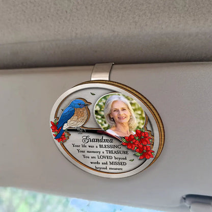Custom Photo Dad Mom Your Life Was A Blessing Memorial - Personalized Custom Shaped Car Visor Clip