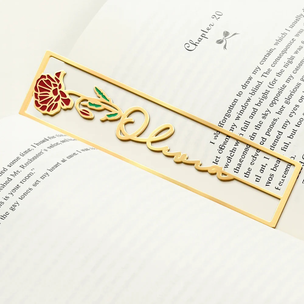 Birth Month Flower Bookish Keepsake - Personalized Metal Bookmark
