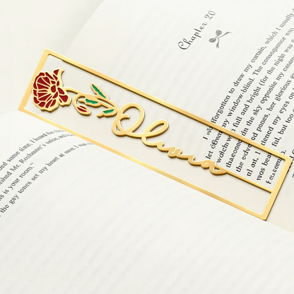Birth Month Flower Bookish Keepsake - Personalized Metal Bookmark