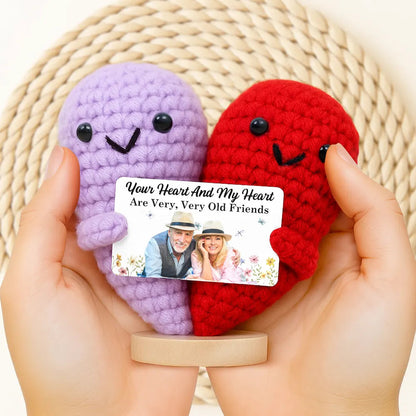 Custom Photo Your Heart And My Heart Are Very Old Friends - Personalized Doll Crochet With Custom Card