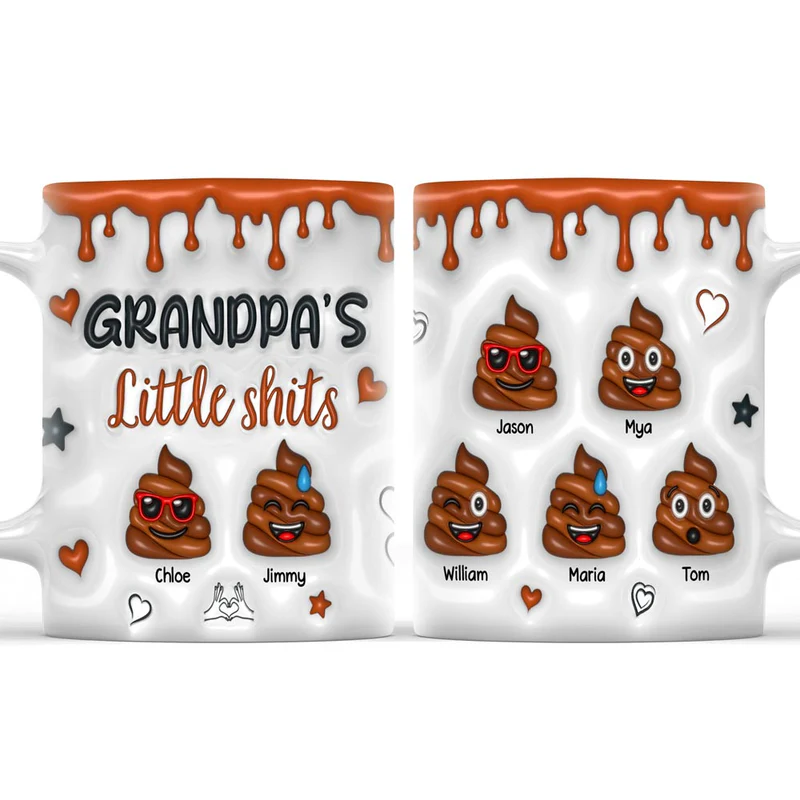 Personalized Gift for Grandpa Little Shit 3D Inflated Effect Mug