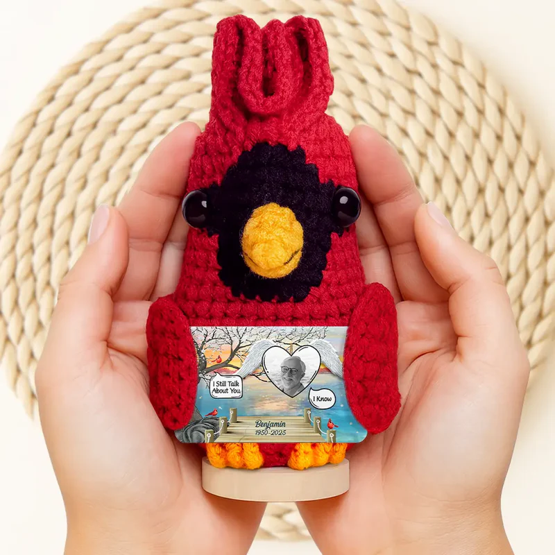 Custom Photo I Miss You - Personalized Doll Crochet With Custom Card