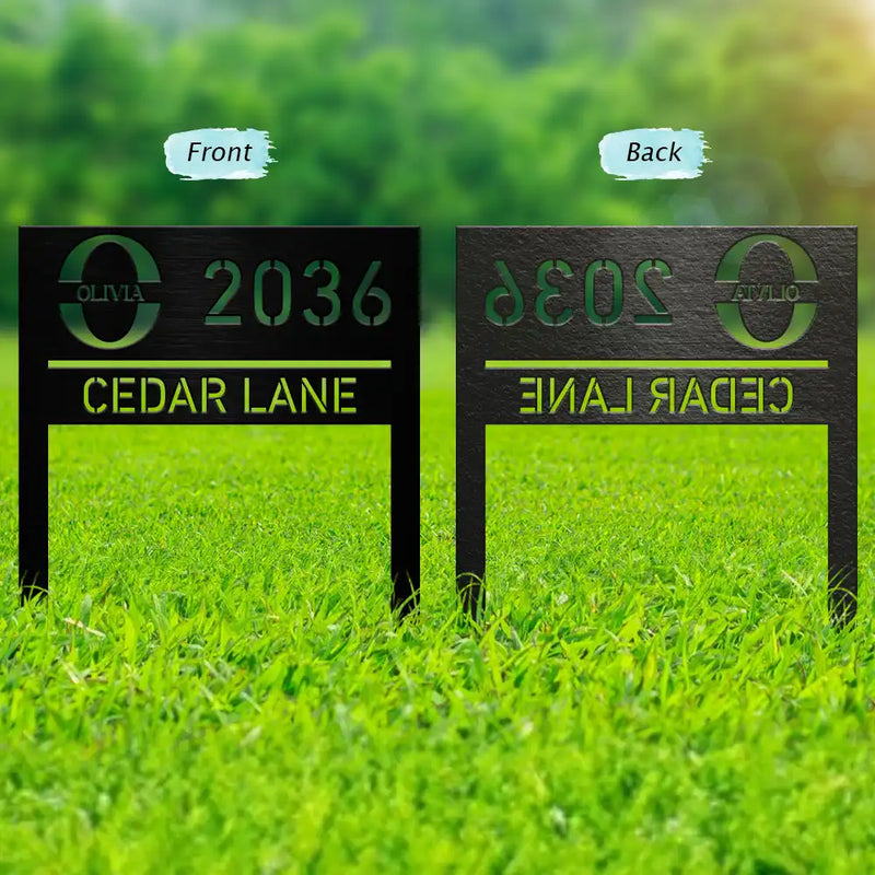 Welcome House Address Number Sign - Personalized Metal Garden Stake