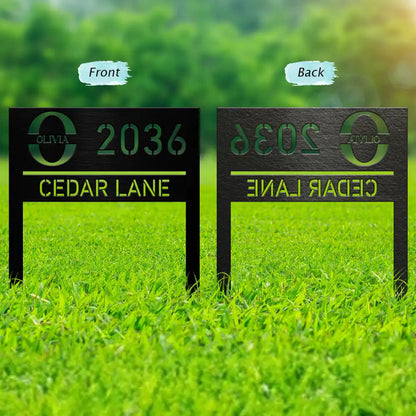 Welcome House Address Number Sign - Personalized Metal Garden Stake