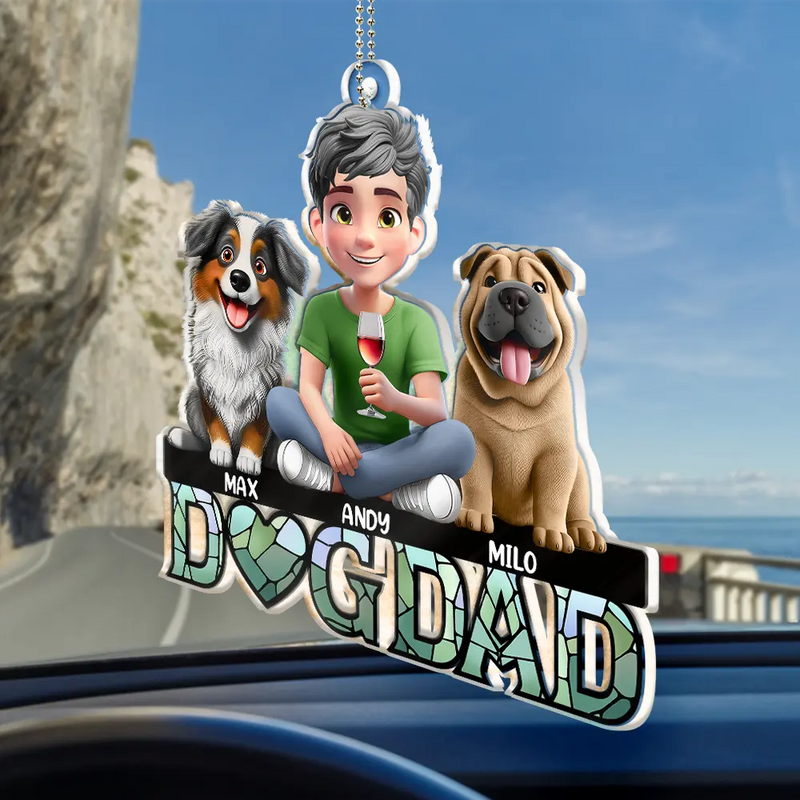 Dog Mom Dog Dad 3D Effect - Personalized Acrylic Car Hanger