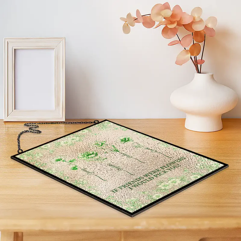 Toile De Jouy Butterfly Birth Flower Grow An Old Friend - Personalized Vertical Stained Glass Suncatcher