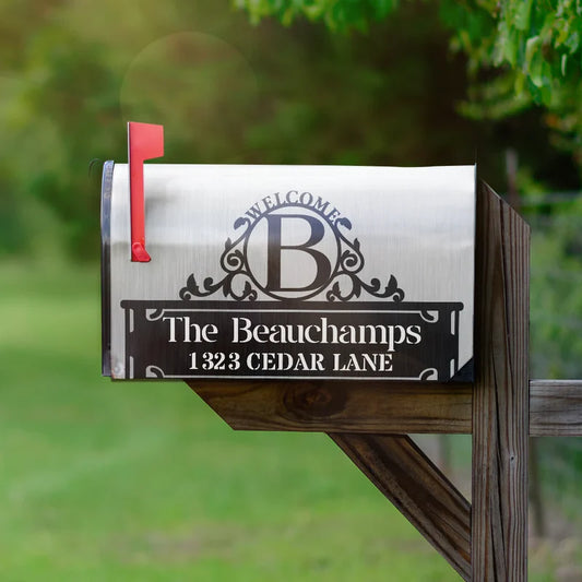 Welcome Family Name Monogram - Personalized Mailbox Cover