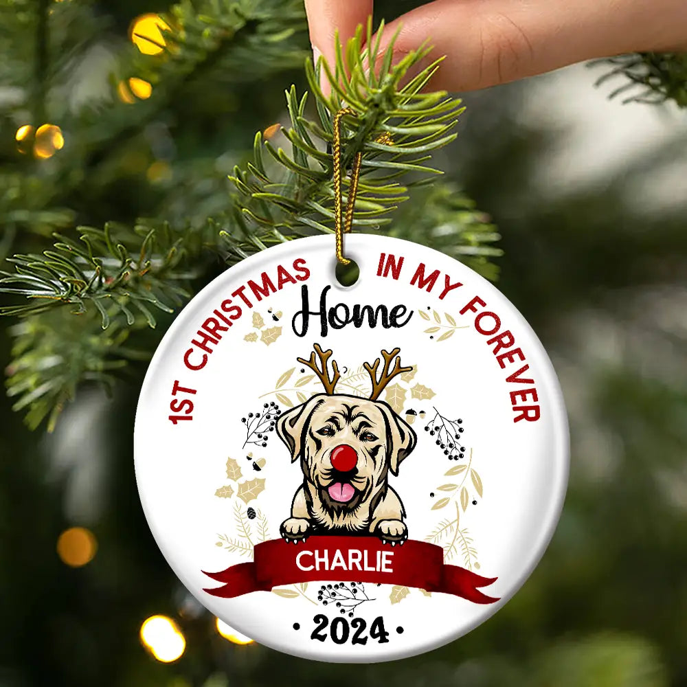 My First Christmas - Gift For Dog Owners - Personalized Custom Circle Acrylic Ornament