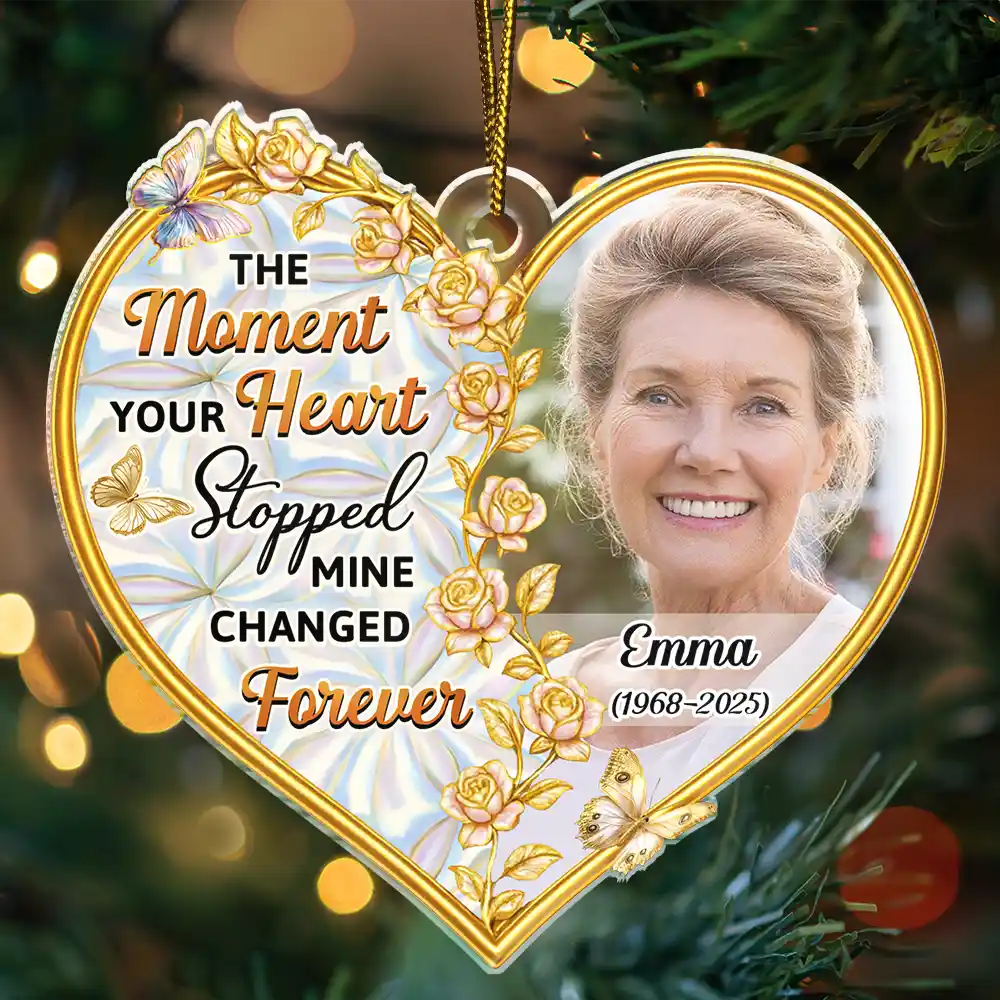 Custom Photo Memorial The Moment Your Heart Stopped - Personalized Custom Shaped Acrylic Ornament