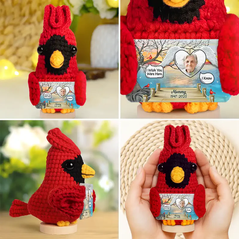 Custom Photo I Miss You - Personalized Doll Crochet With Custom Card