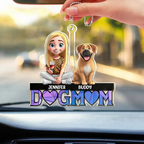 Dog Mom Dog Dad 3D Effect - Personalized Acrylic Car Hanger