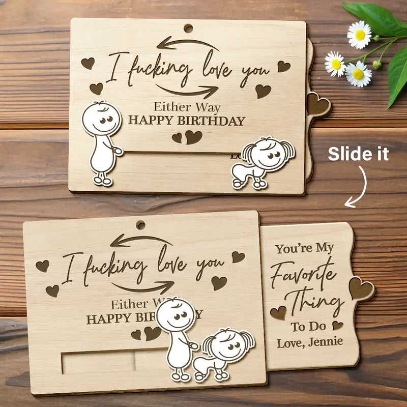 You're My Favorite Thing To Do Doggy Couple - Personalized Hanging Wooden Slide Card