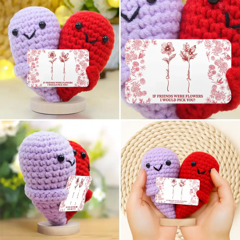 Toile De Jouy Birth Flower Grow An Old Friend - Personalized Doll Crochet With Custom Card