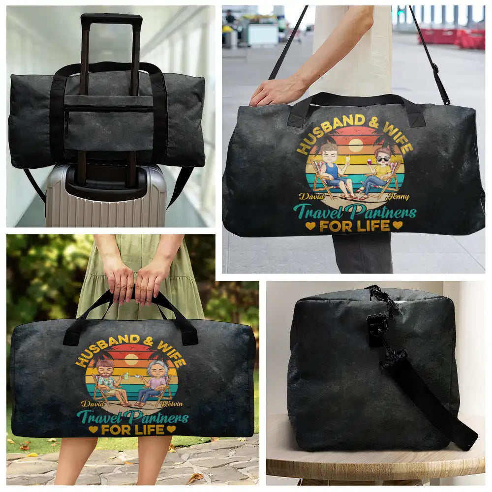 Husband & Wife Travel Partners For Life Beach Traveling Couple - Personalized Duffle Bag