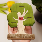 Our Roots Begin With Mom - Personalized Custom Shaped Wooden Puzzle