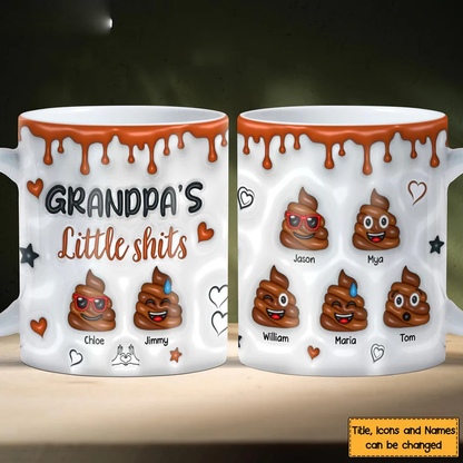 Personalized Gift for Grandpa Little Shit 3D Inflated Effect Mug