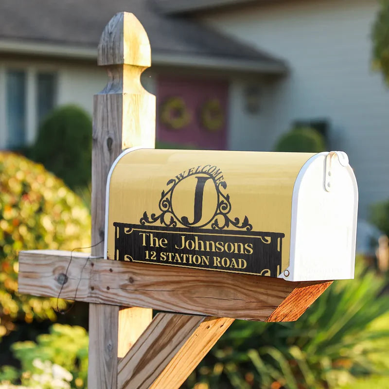 Welcome Family Name Monogram - Personalized Mailbox Cover