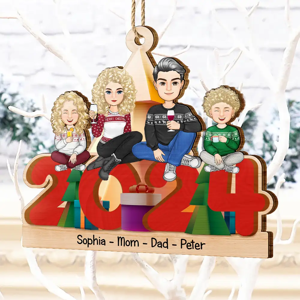 Christmas 2024 All Family - Personalized Wooden Cutout Ornament