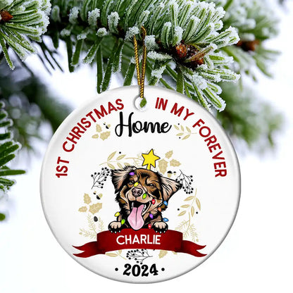 My First Christmas - Gift For Dog Owners - Personalized Custom Circle Acrylic Ornament