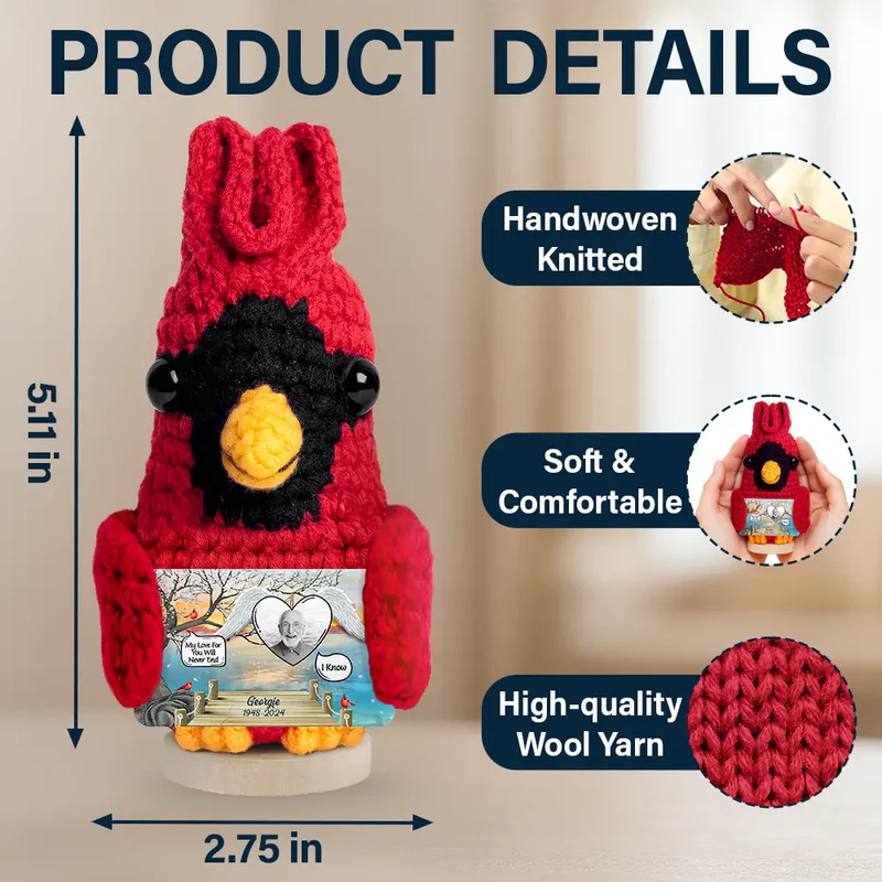 Custom Photo I Miss You - Personalized Doll Crochet With Custom Card