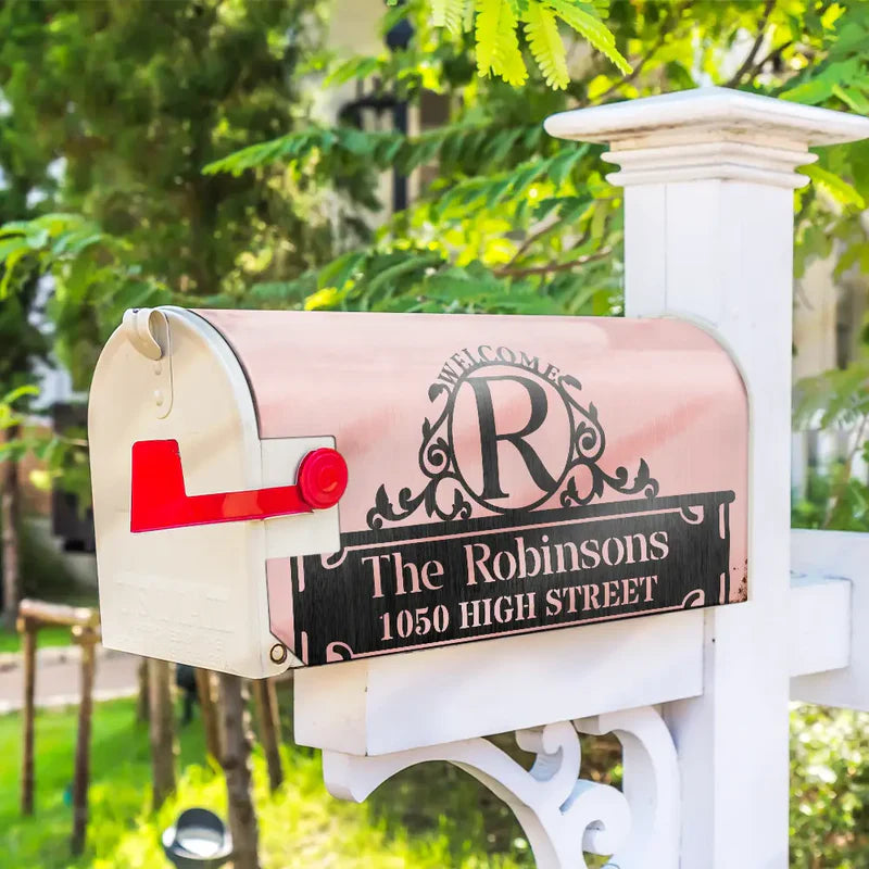 Welcome Family Name Monogram - Personalized Mailbox Cover