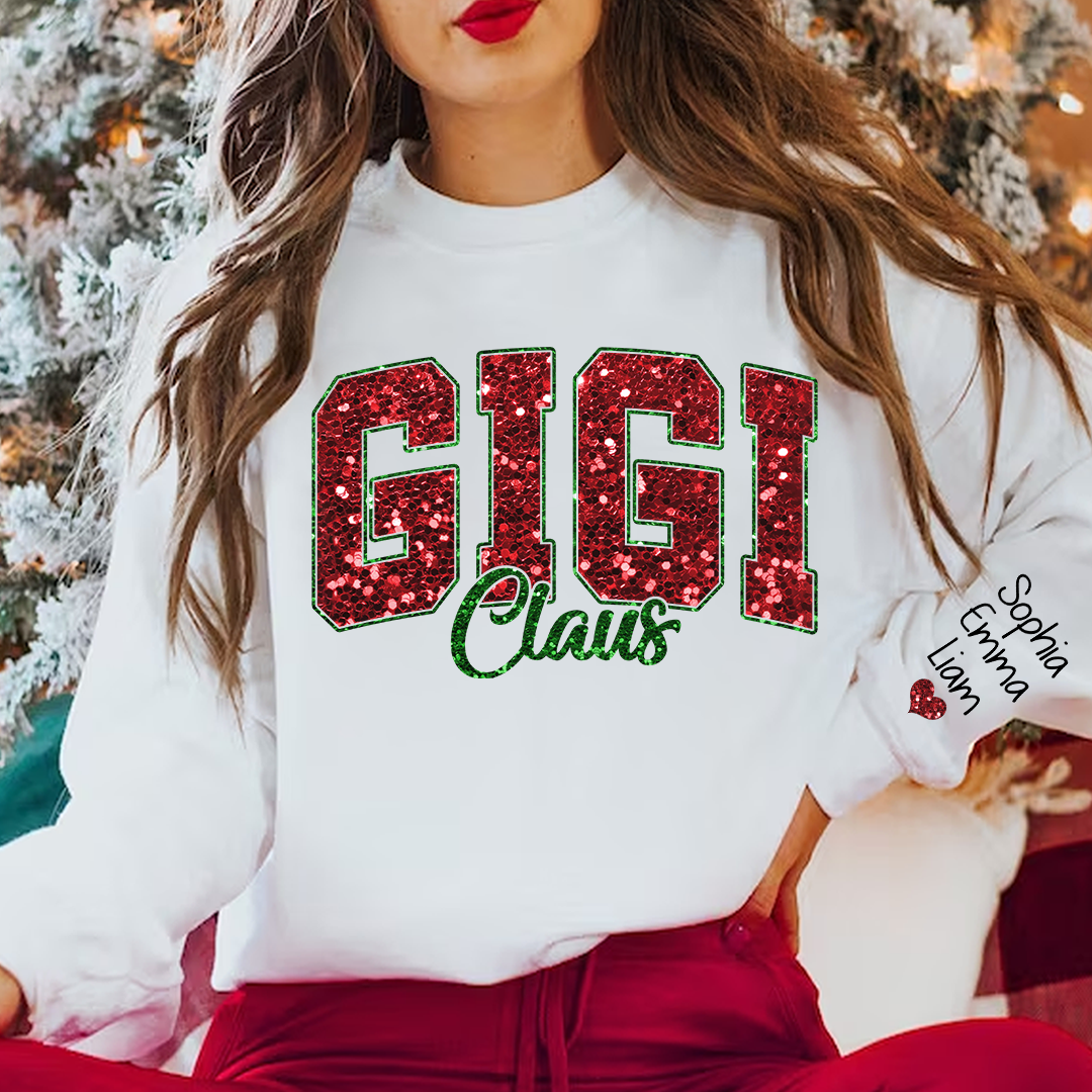 Custom Gigi Claus Christmas And Kids Sweatshirt